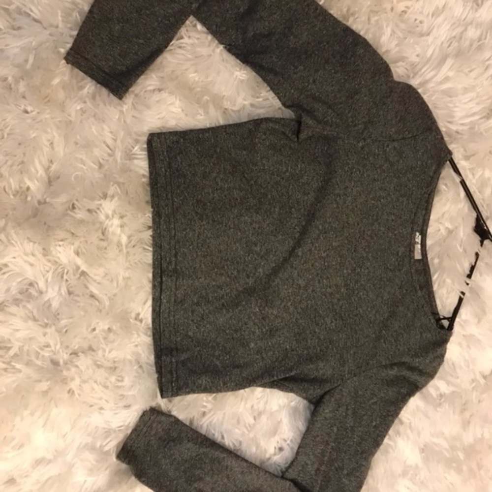 Gray H&M long sleeve crop top